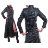 Women Gothic Steampunk Genuine Leather Coat Military Style Trench Goth Coat 